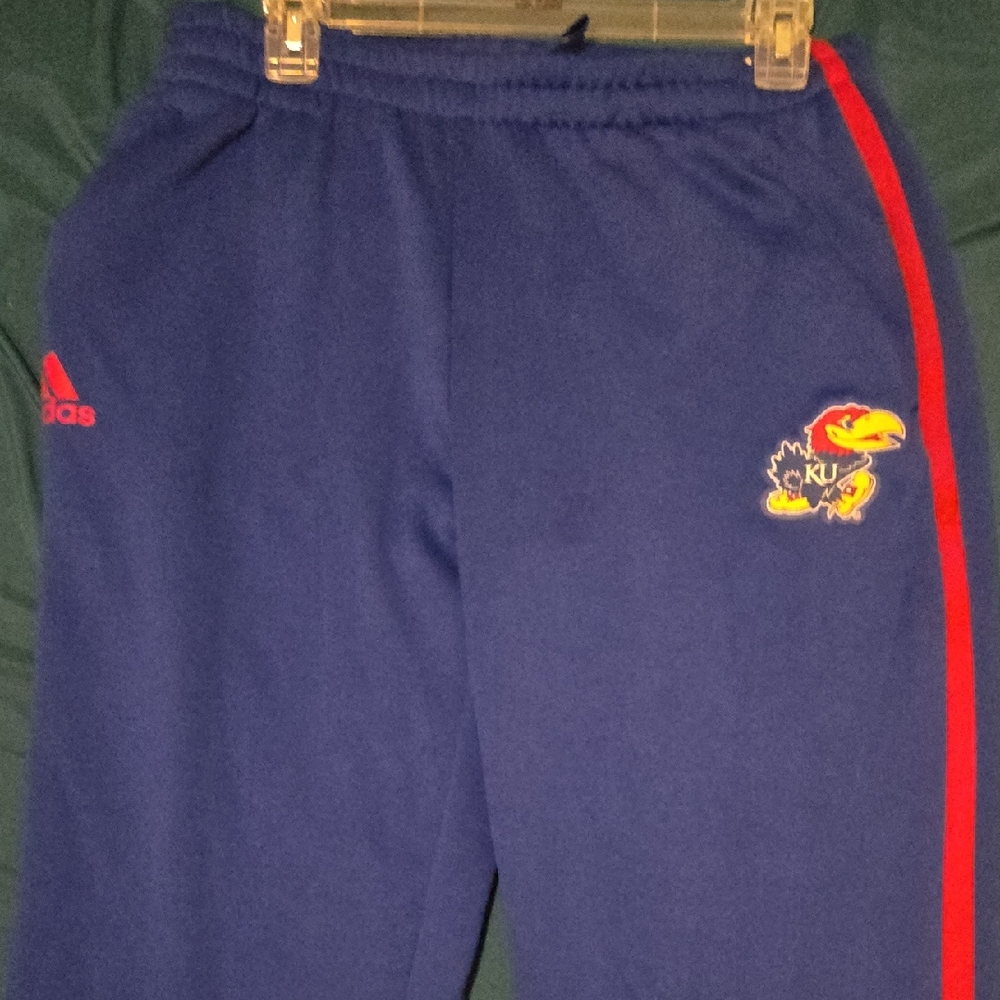 Kansas Jayhawks Adidas Sweat Pants With Red Stripe